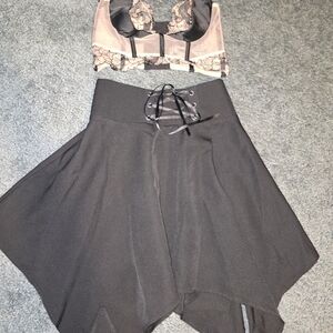 Elegant Black Lace-Up Skirt